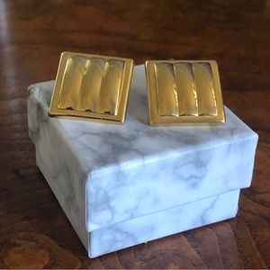 Vintage Monet textured gold plated pierced earrings